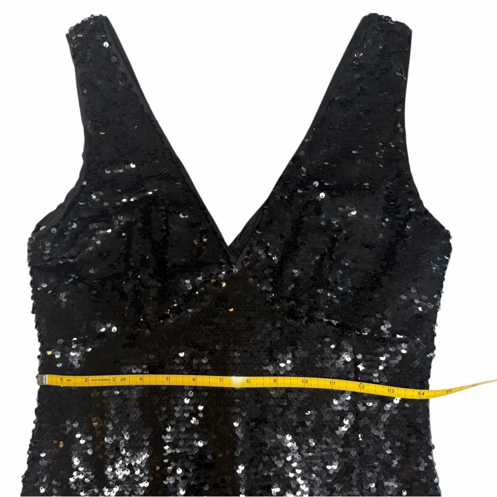 Lulus Shimmering Nights Black Sequin Sleevless Midi Dress- M